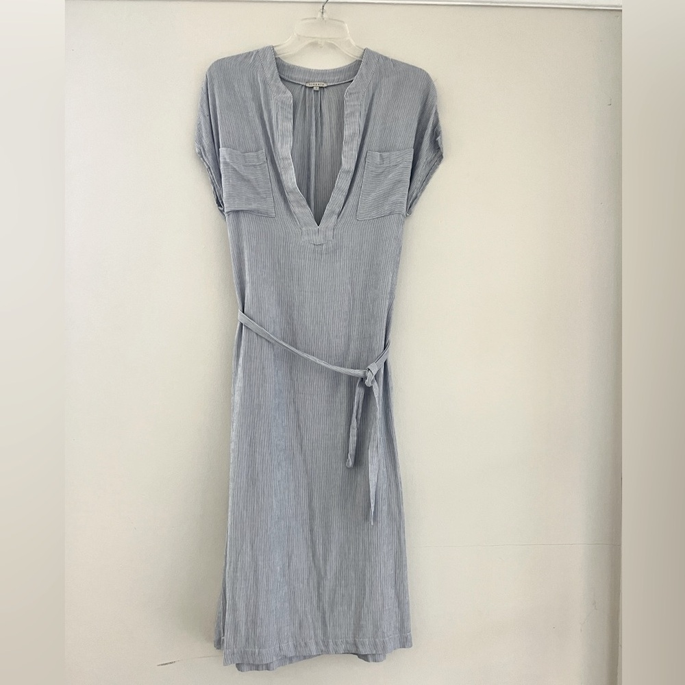 Tinsels blue and white Stripe Shift Dress with tie